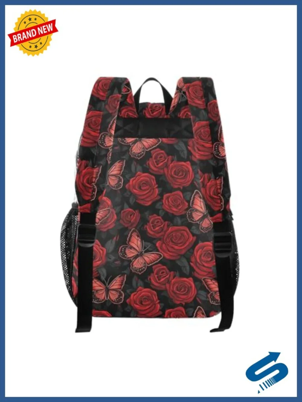 Clear PVC Backpack with Rose and Butterfly Design, Transparent Daypack for